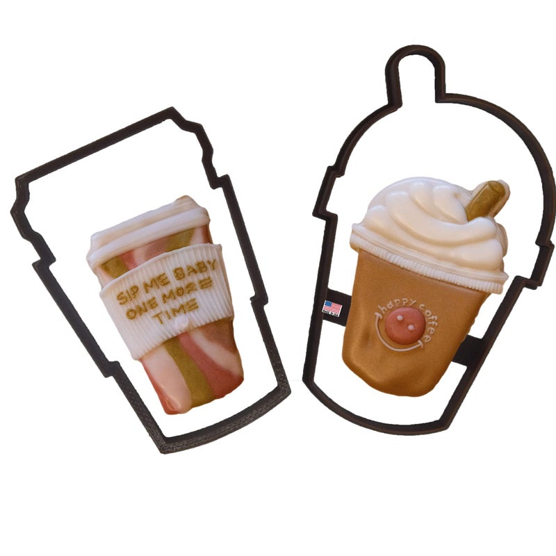 Heart's Treasure COFFEE COOKIE CUTTERS Espresso CafÃ© Americano Coffee To Go Latte Mocha And Iced Coffee Brew Cappuccino Cookie Cutters Made In The USA (2 Pack) - Image 1